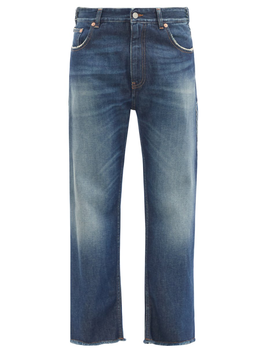 Blue Washed high-rise boyfriend jeans | MM6 Maison Margiela ...