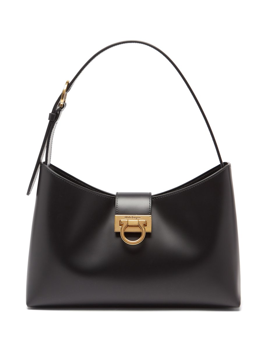 Salvatore Ferragamo Black Trifolio leather shoulder bag | 매치스패션, 모던 럭셔리 ...