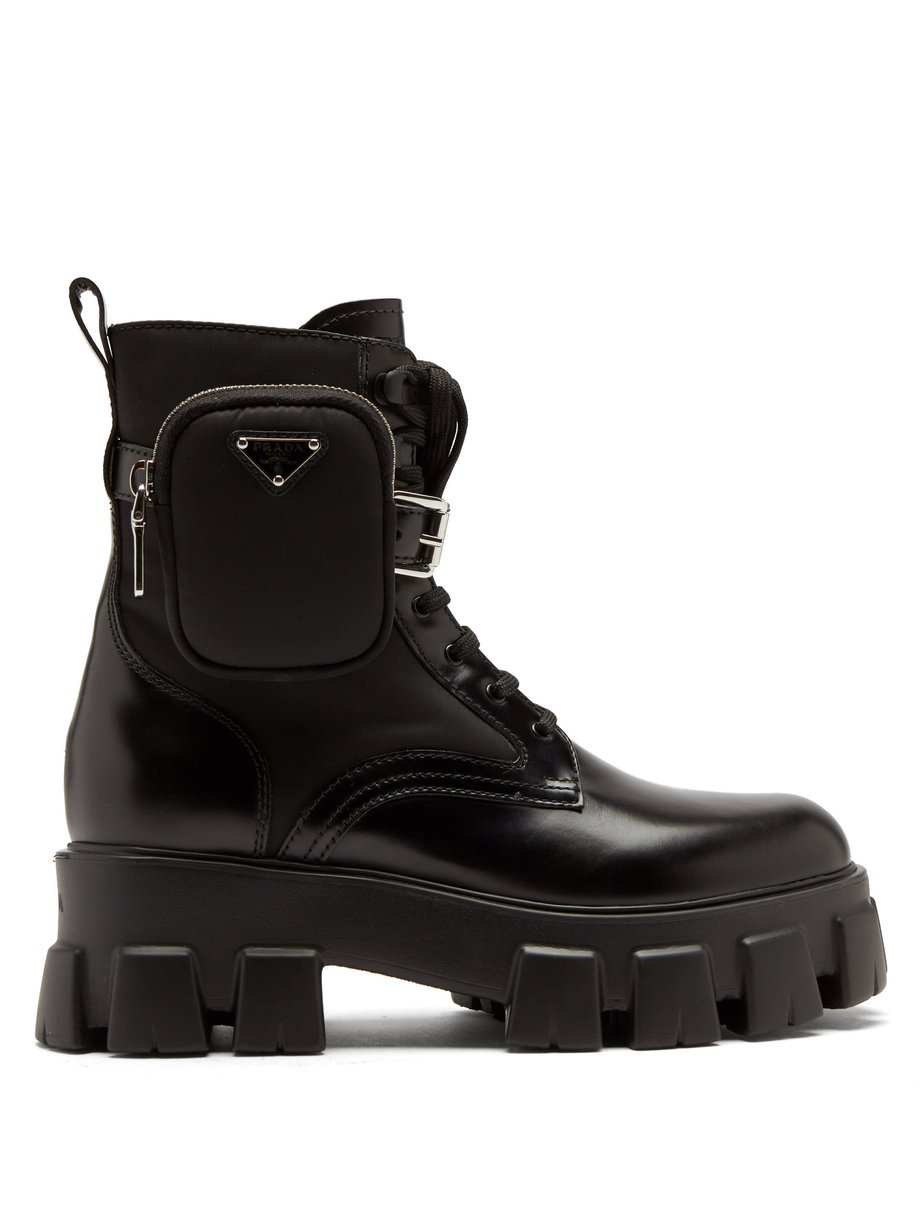 Black Monolith chunky-sole leather ankle boots | Prada | MATCHESFASHION UK