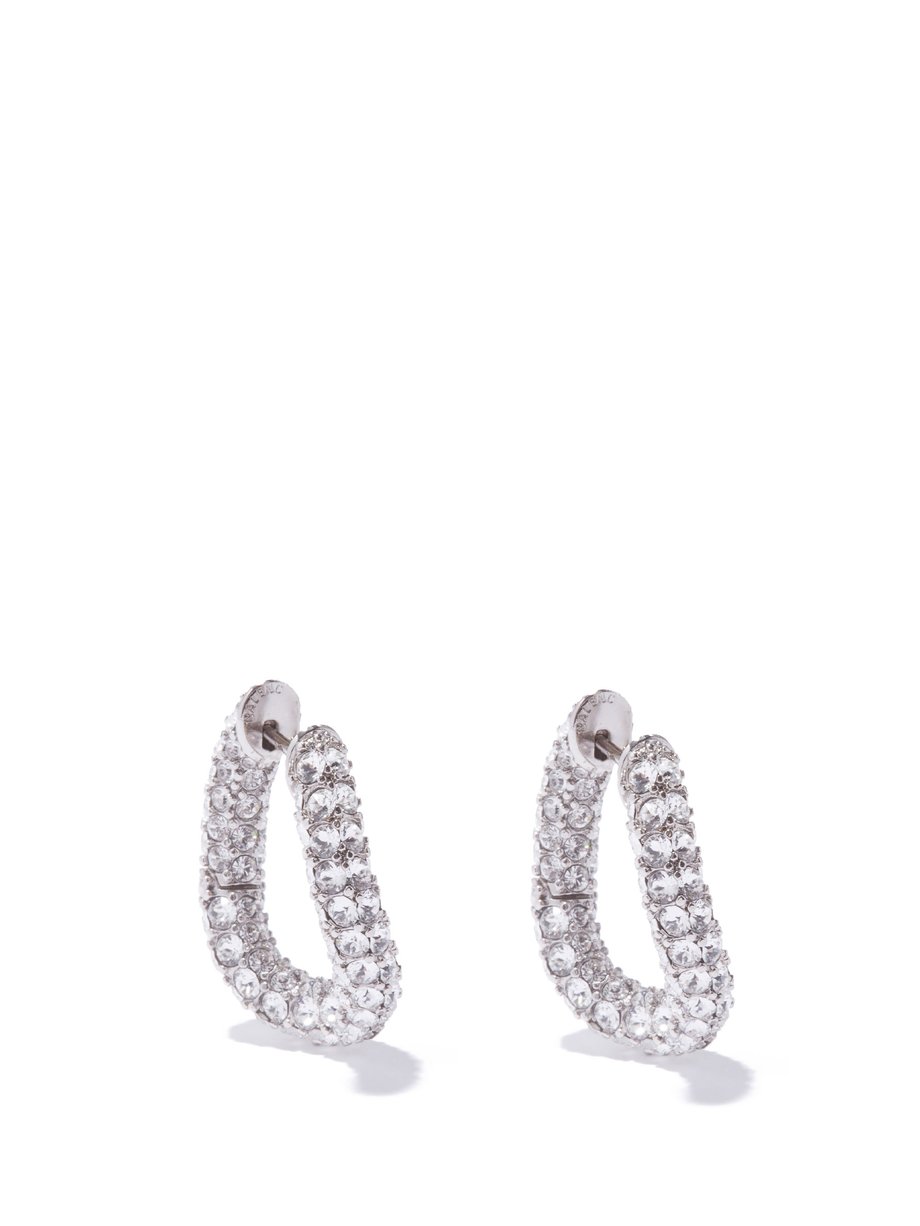 White Loop XS crystal-embellished hoop earrings | Balenciaga