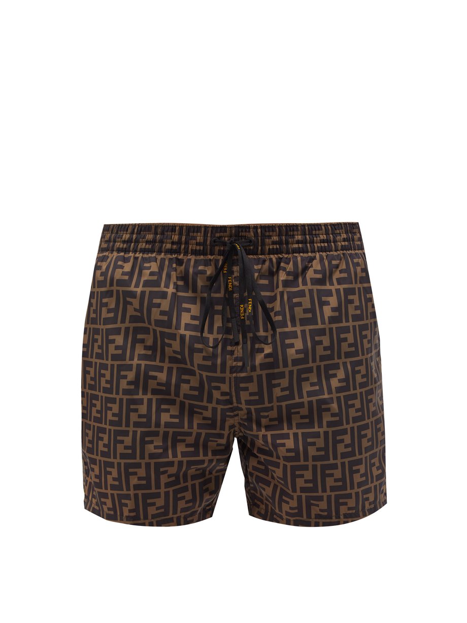 Fendi Brown Onix FF-monogram swim shorts | 매치스패션, 모던 럭셔리 온라인 쇼핑