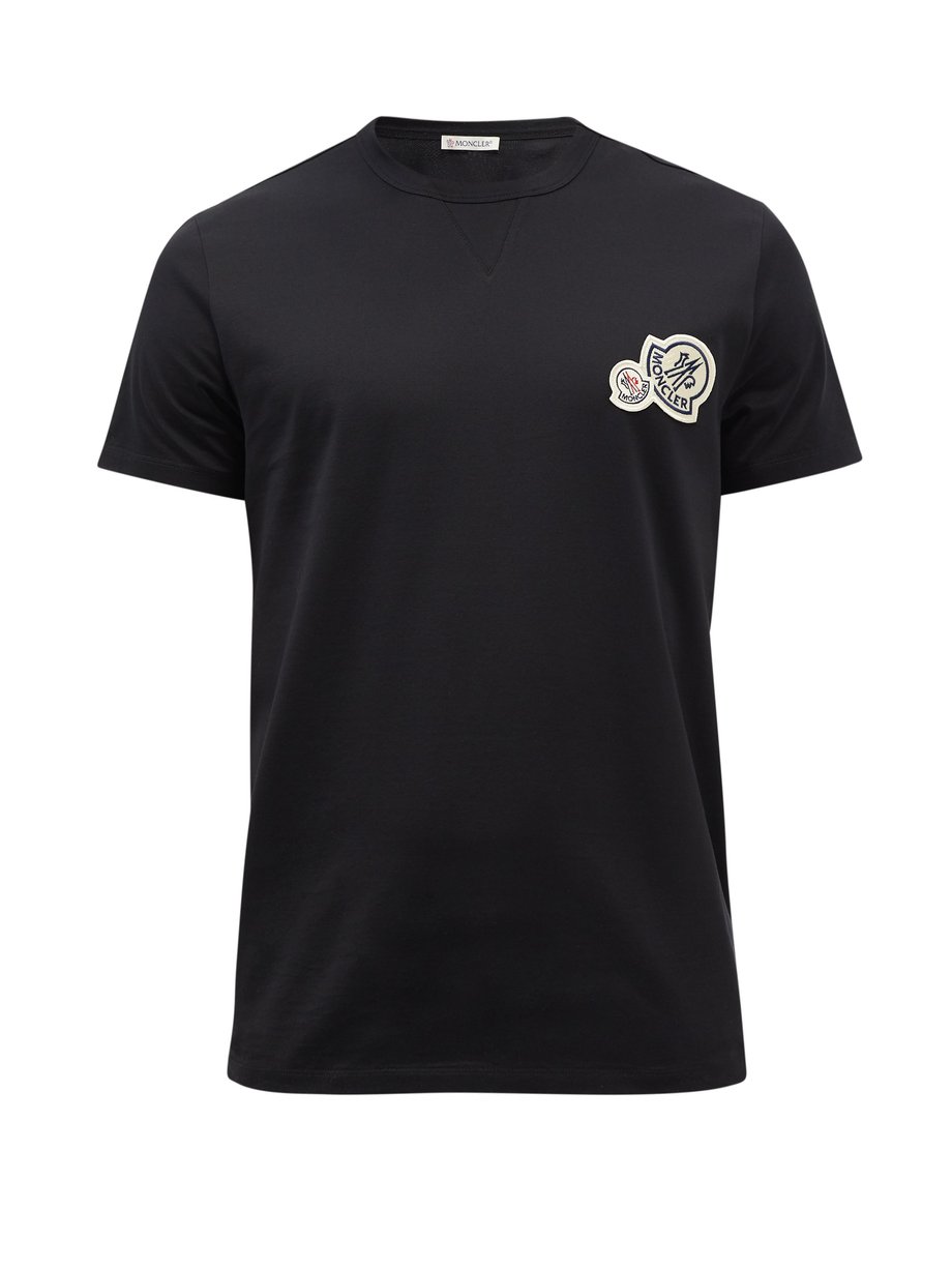 Moncler モンクレール ダブルロゴ コットンTシャツ ブラック｜MATCHESFASHION（マッチズファッション)