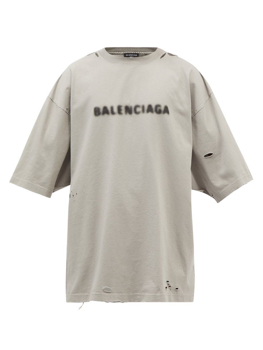 Optimistisk Tilstand læber Grey Oversized logo-print cotton-jersey T-shirt | Balenciaga |  MATCHESFASHION US