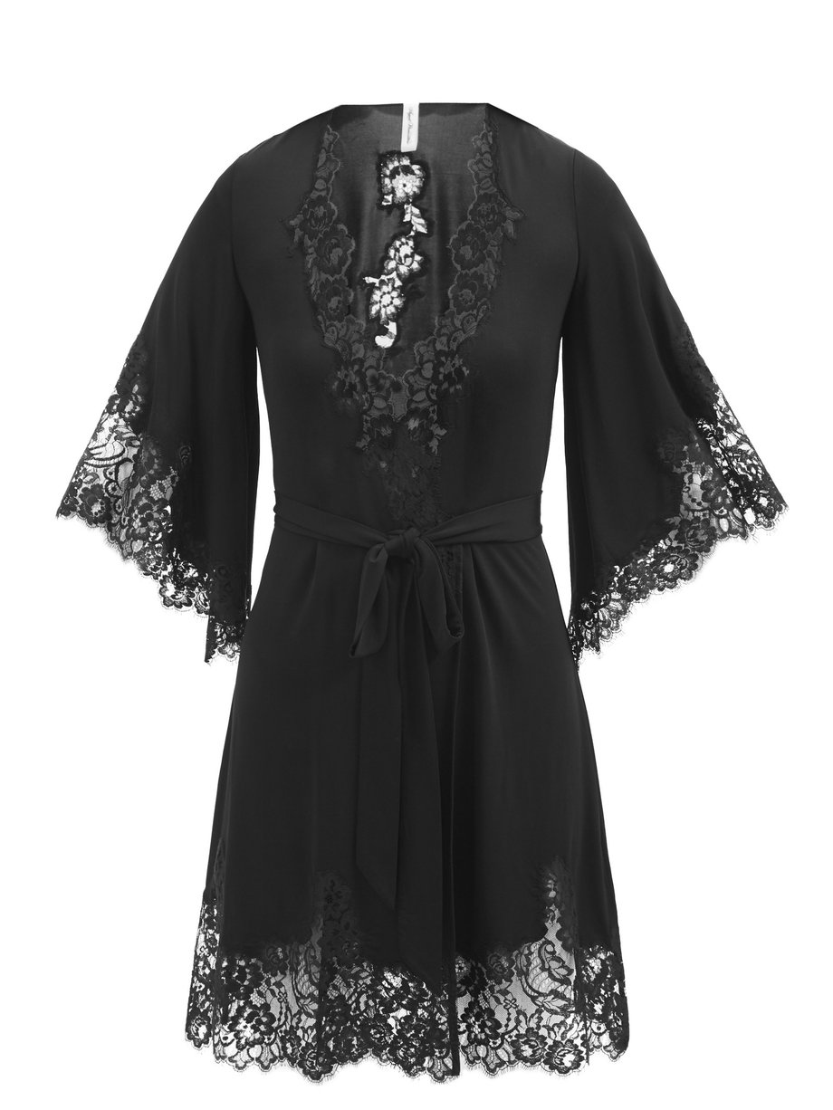lace-trimmed jersey robe | Agent Provocateur | UK