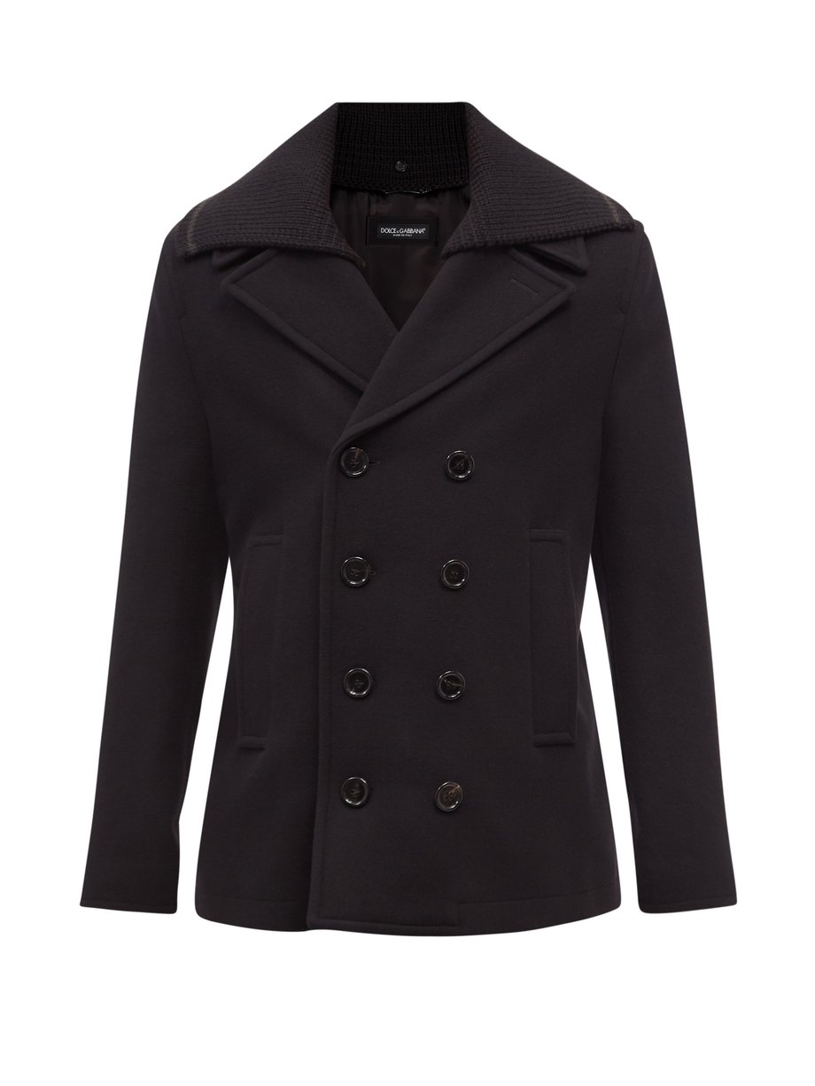 Black Double-breasted wool-blend peacoat | Dolce & Gabbana ...