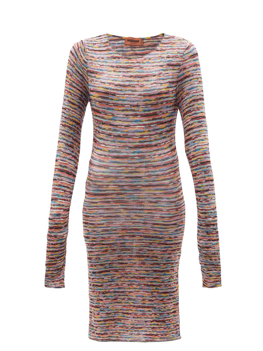 Missoni Mare Missoni Mare Striped knit mini dress Metallic ...