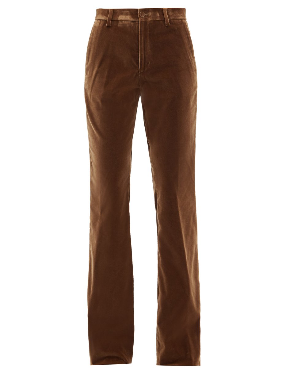Brown Oakland cotton-blend velvet flared trousers | Etro ...