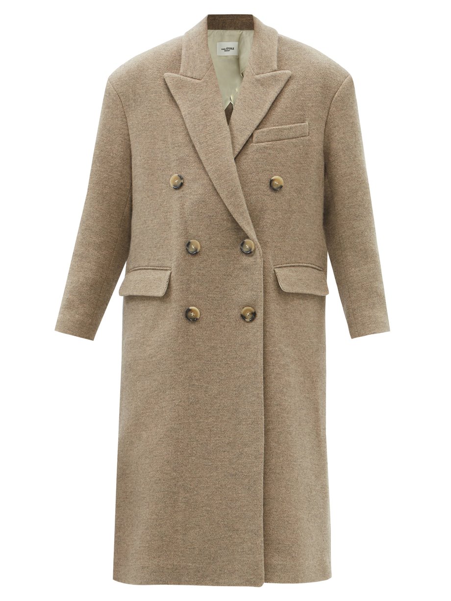 Neutral Lojima wool-blend hopsack coat | Isabel Marant Étoile US