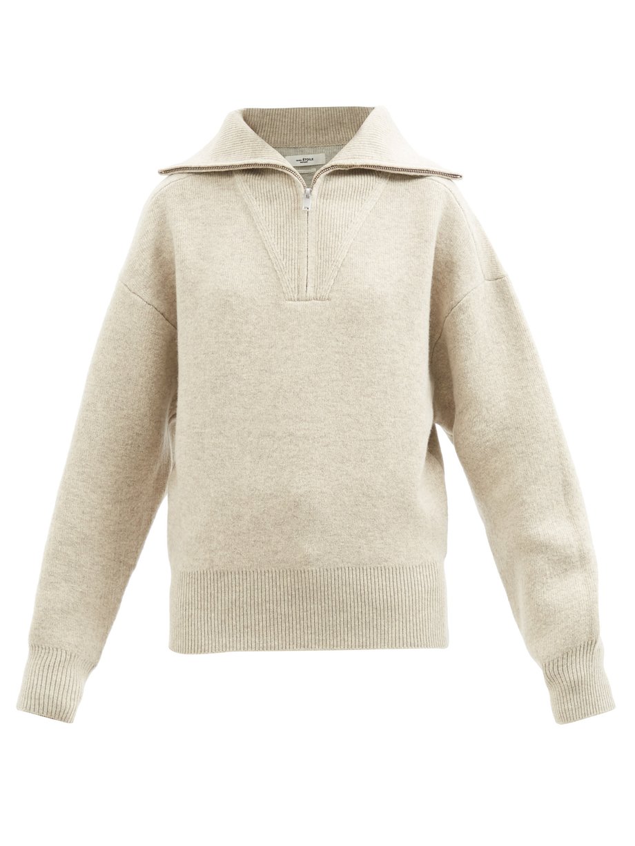 Modsige Depression system Grey Fancy zip-neck merino-blend sweater | Isabel Marant Étoile |  MATCHESFASHION US