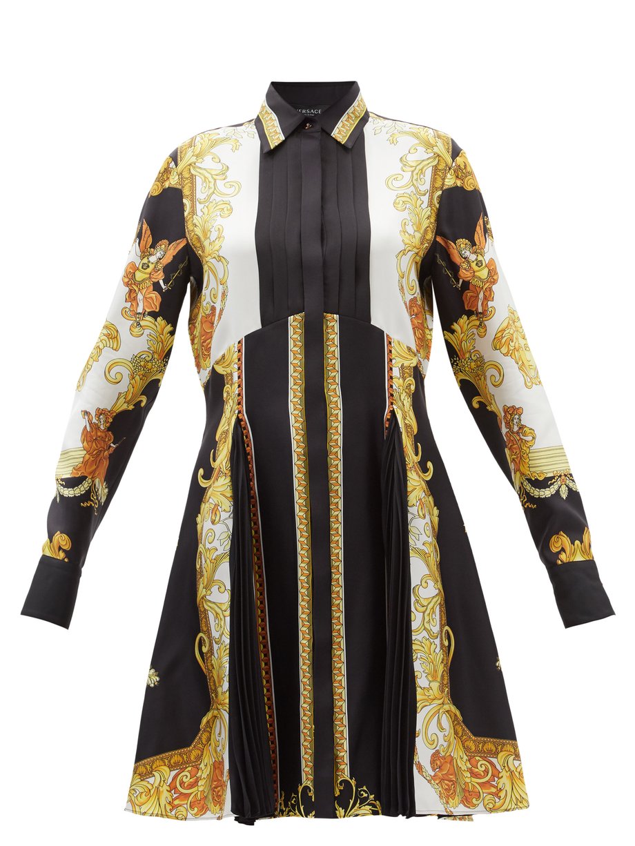 Black Baroque-print silk shirt dress | Versace | MATCHESFASHION UK