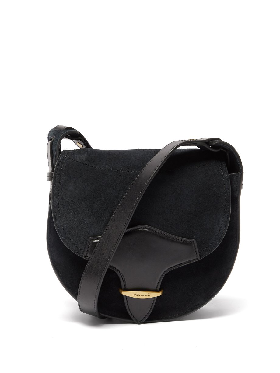 Black Botsy leather-trim suede cross-body bag | Isabel Marant ...