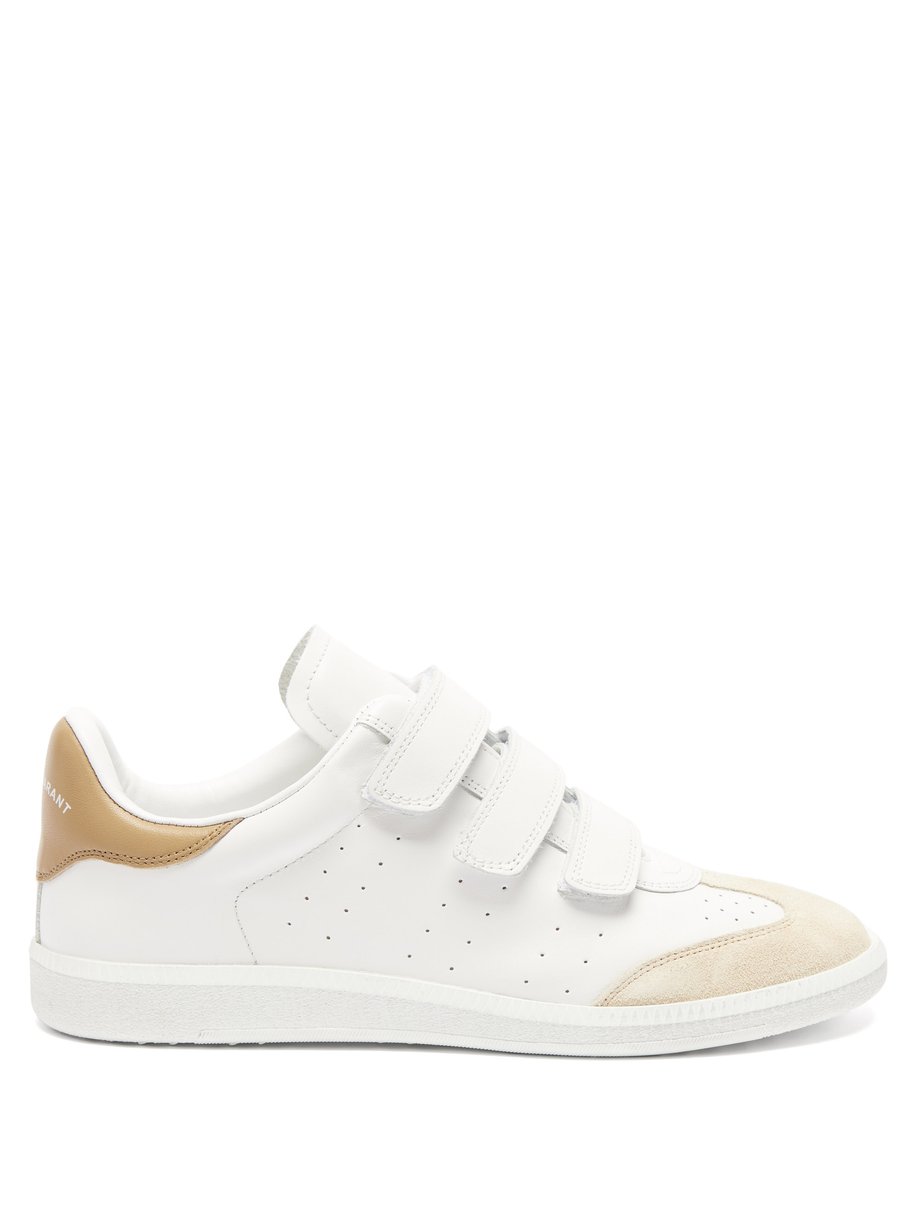 White Beth Velcro-strap leather and suede trainers | Isabel Marant ...
