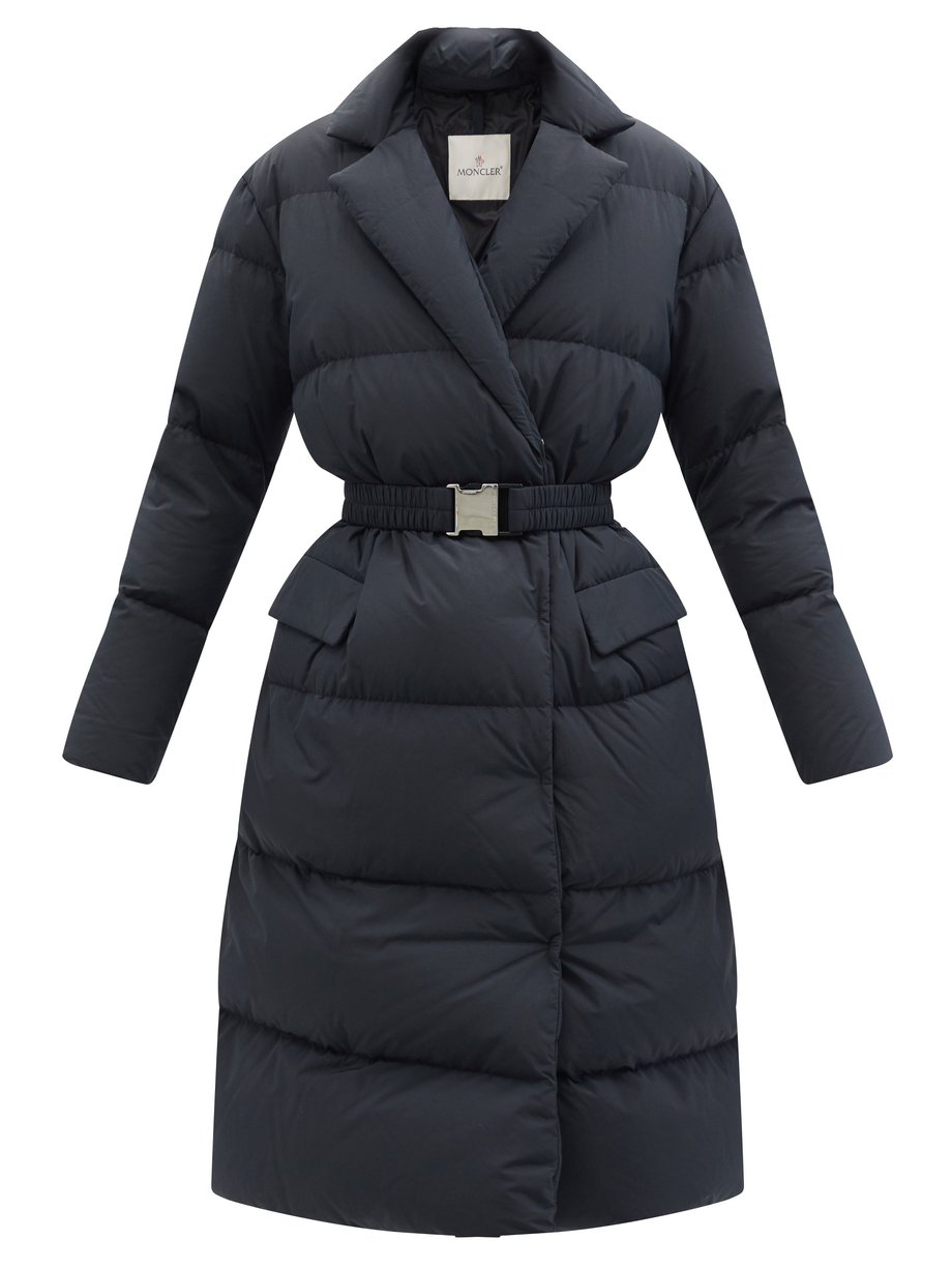 Black Lampsane belted quilted down coat | Moncler | MATCHESFASHION US