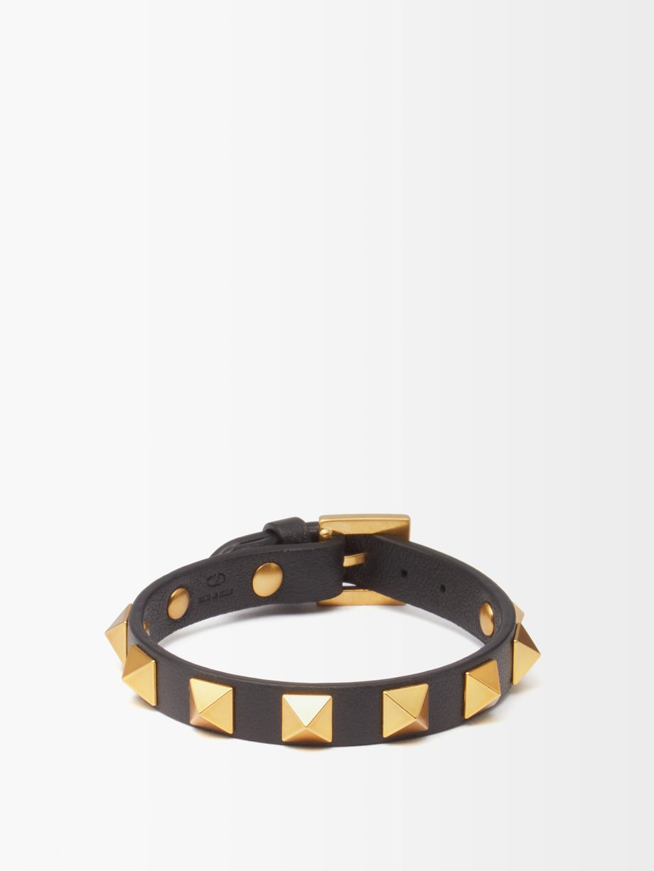 Black Rockstud leather bracelet | Valentino | MATCHESFASHION US