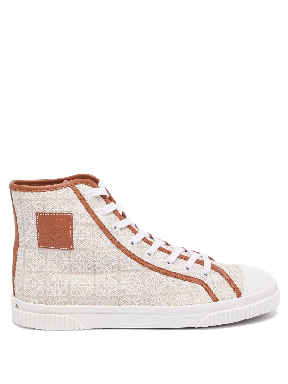 Loewe Neutral Anagram-embroidered canvas high-top trainers