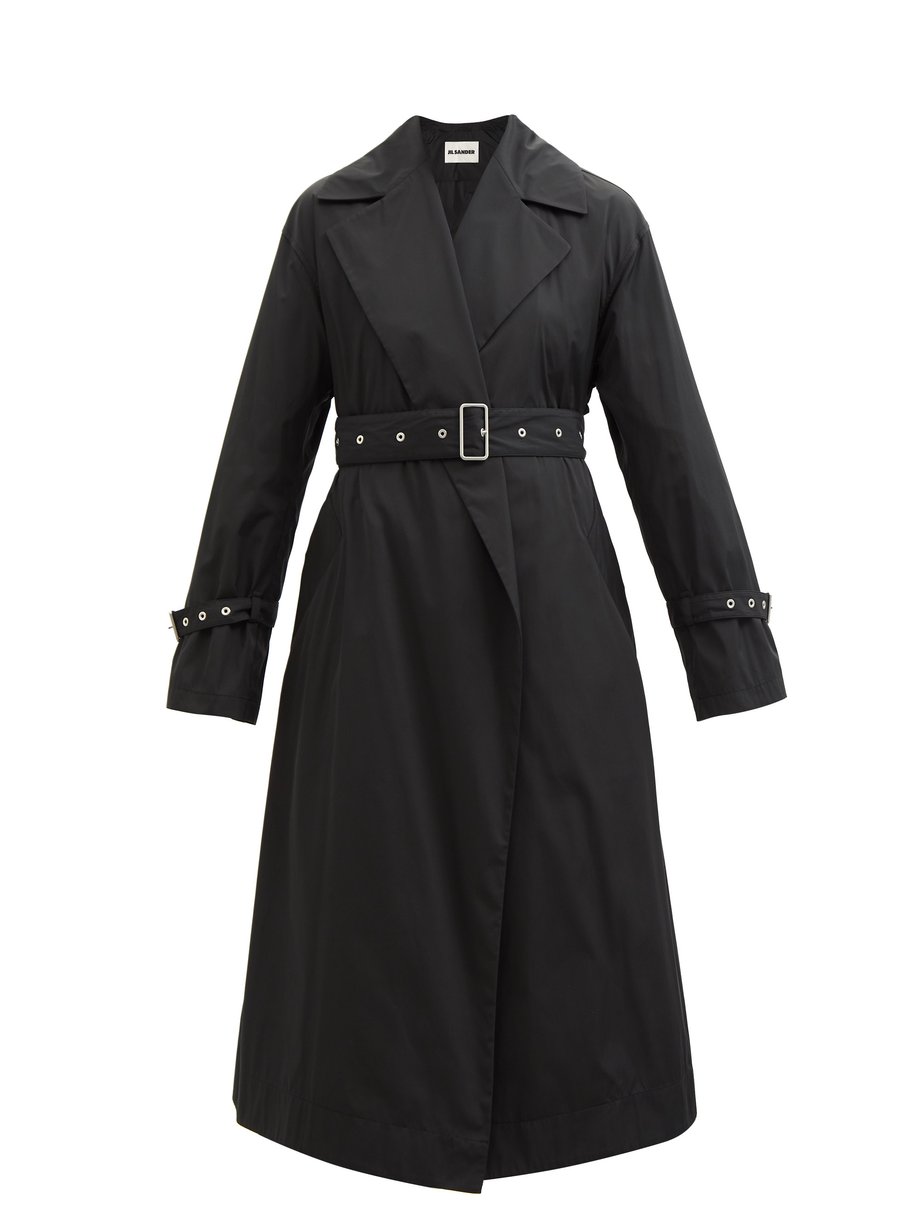 Black Belted taffeta trench coat | Jil Sander | MATCHESFASHION US