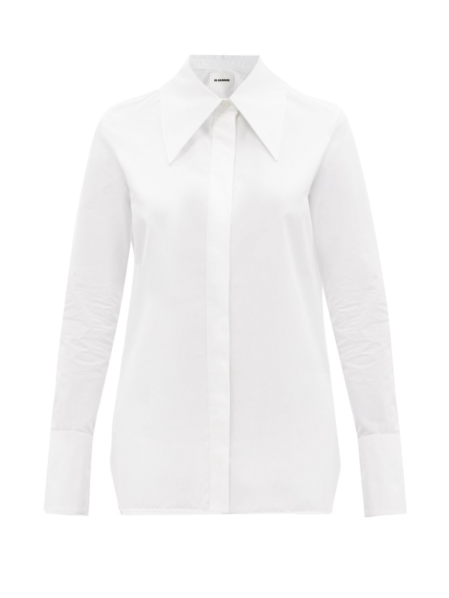 White Spearpoint-collar cotton-poplin shirt | Jil Sander ...