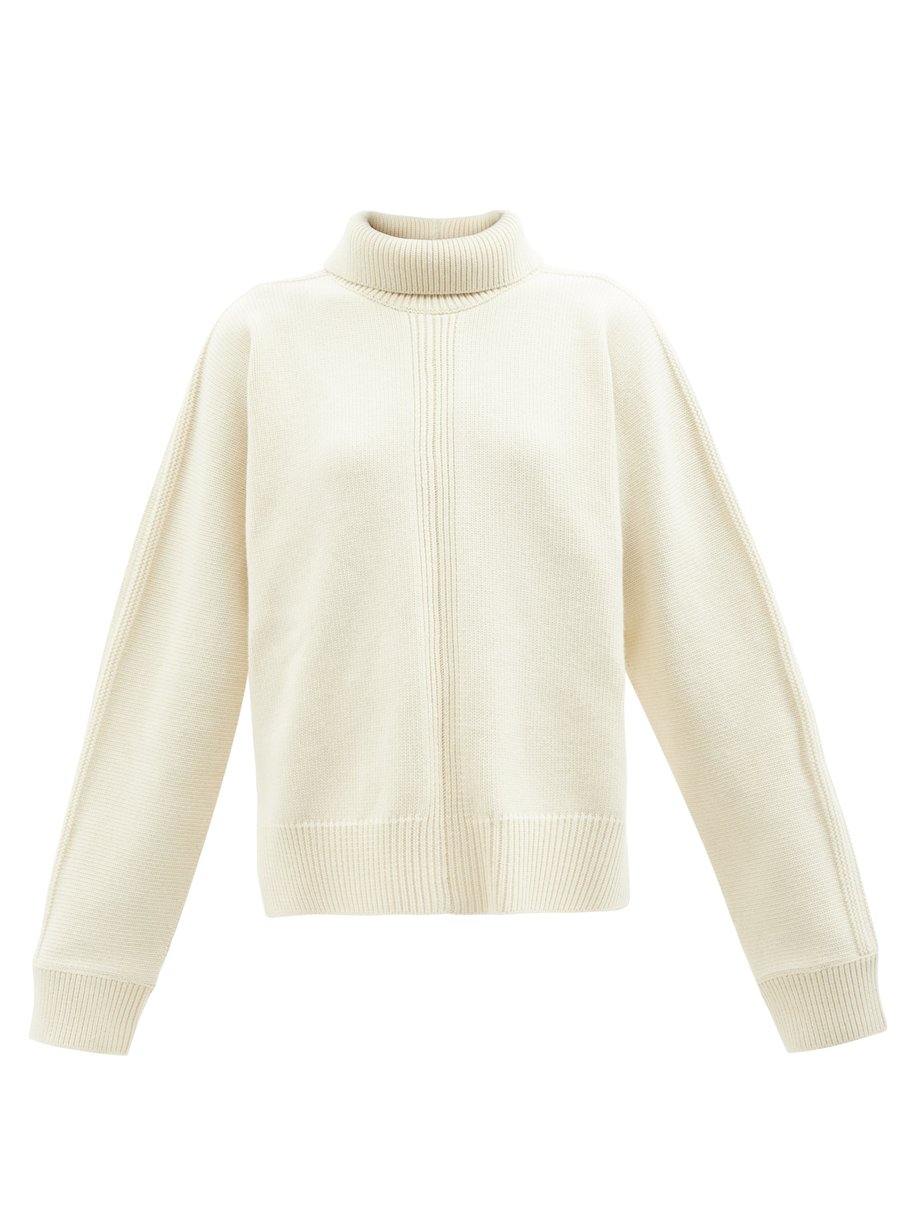 Neutral Slit-back roll-neck wool-blend sweater | Jil Sander ...