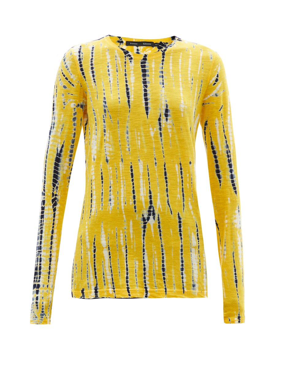 Yellow Tie-dyed cotton-jersey long-sleeved T-shirt | Proenza Schouler ...