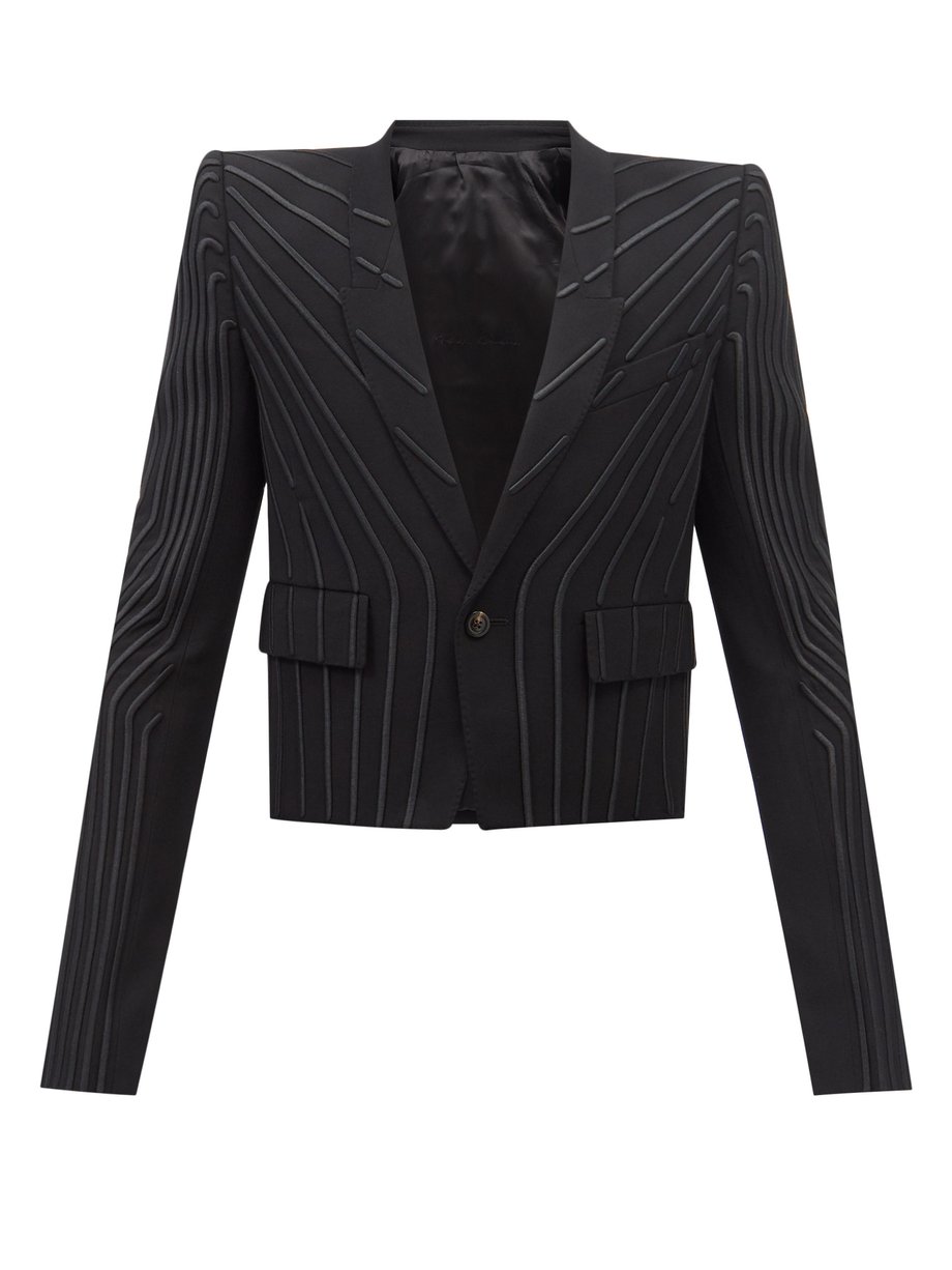 Rick Owens Black Neue Alice raised-stripe virgin wool-blend jacket ...