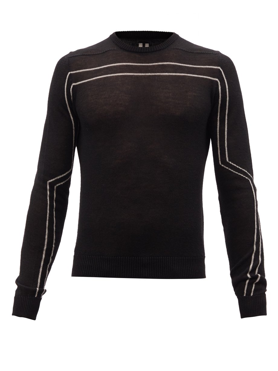 Black Intarsia-stripe wool sweater | Rick Owens | MATCHESFASHION UK