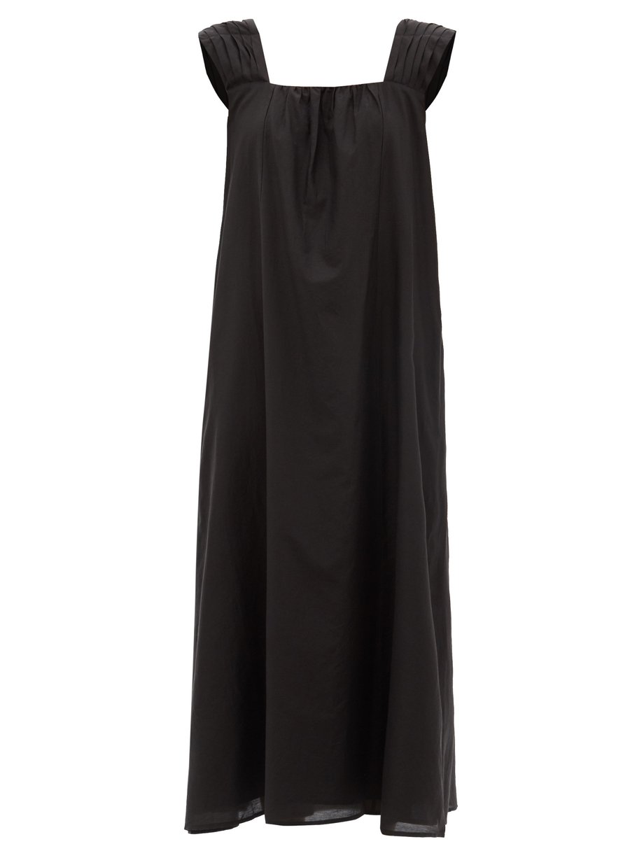 Black Rossetti pleated-strap cotton-blend dress | Merlette ...