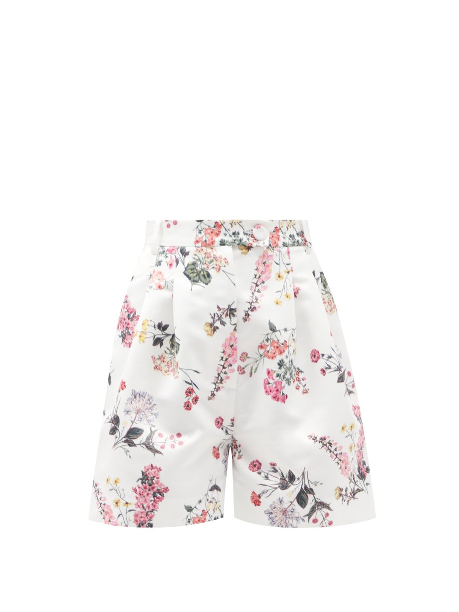 Print Elliot high-rise floral-print faille shorts | Emilia Wickstead ...