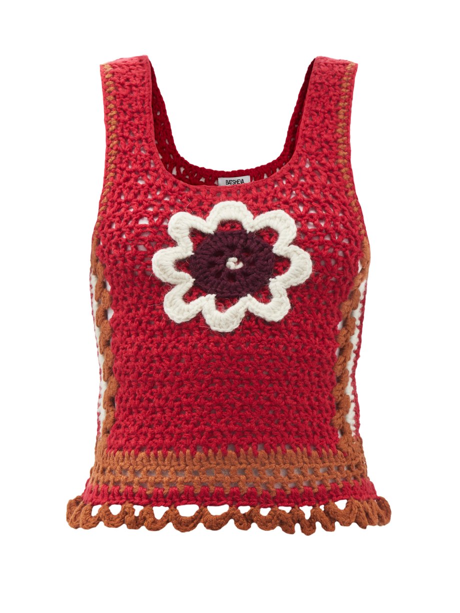 Red Daisy-appliqué crochet top | Batsheva | MATCHESFASHION US