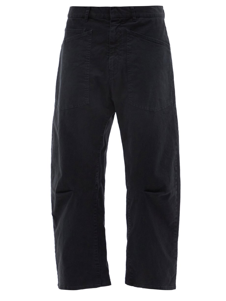 Navy Shon cotton-blend barrel-leg trousers | Nili Lotan | MATCHESFASHION US
