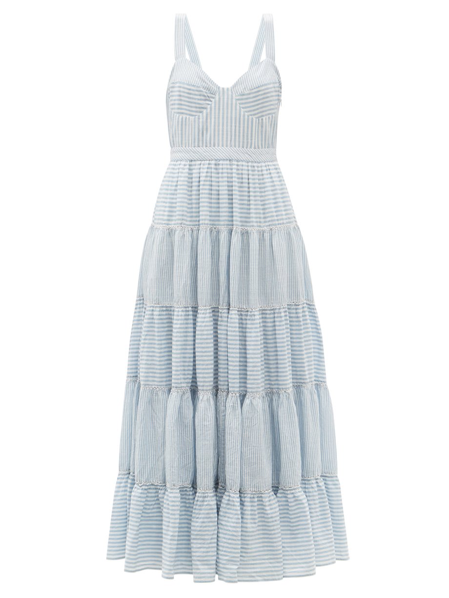 Blue Story tiered striped cotton-voile maxi dress | LoveShackFancy ...