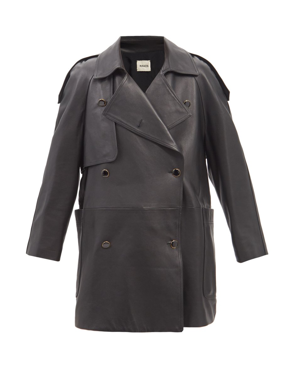 Black Eden double-breasted leather trench coat | Khaite | MATCHESFASHION UK