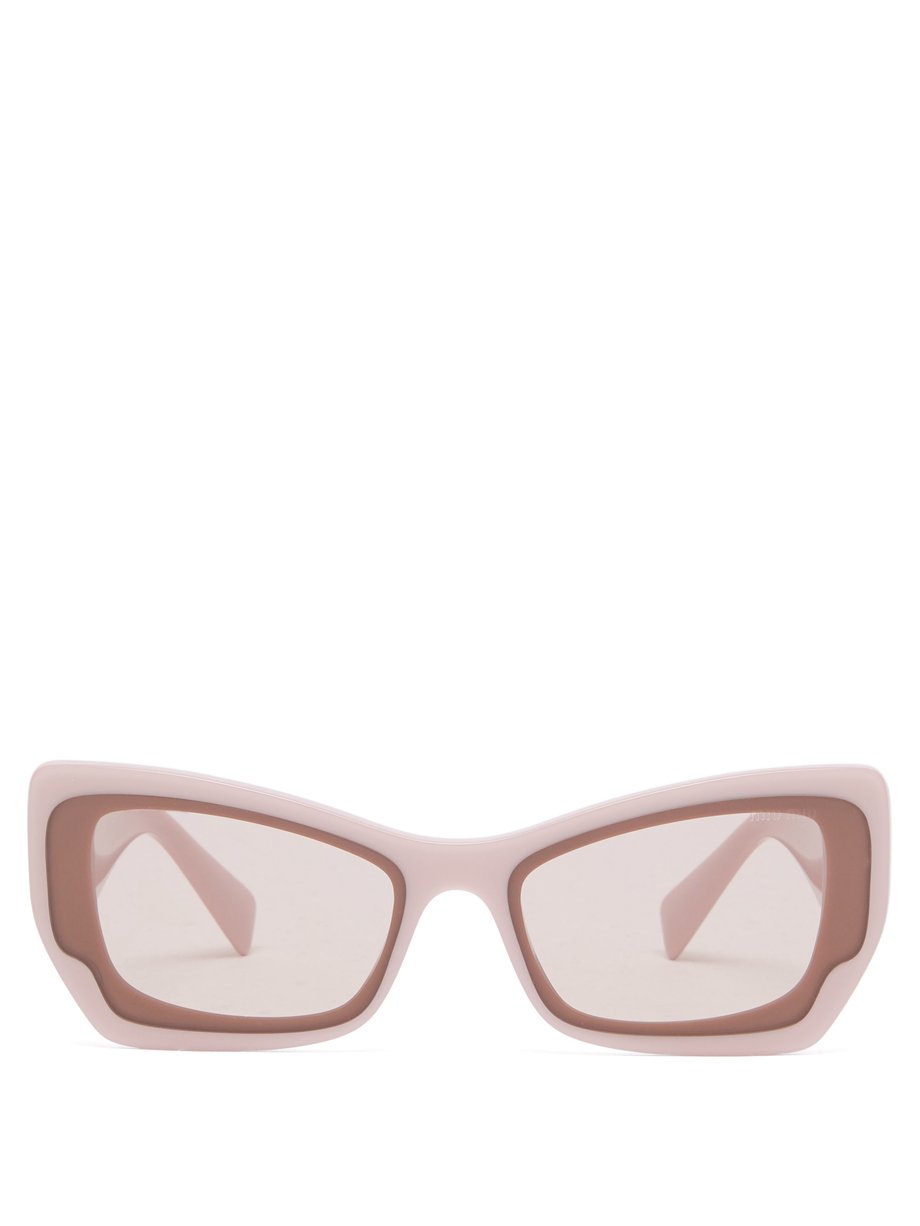 Pink Rectangular acetate sunglasses | Miu Miu | MATCHESFASHION UK