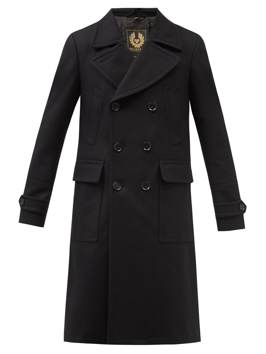 Black Milford double-breasted wool-blend overcoat | Belstaff ...