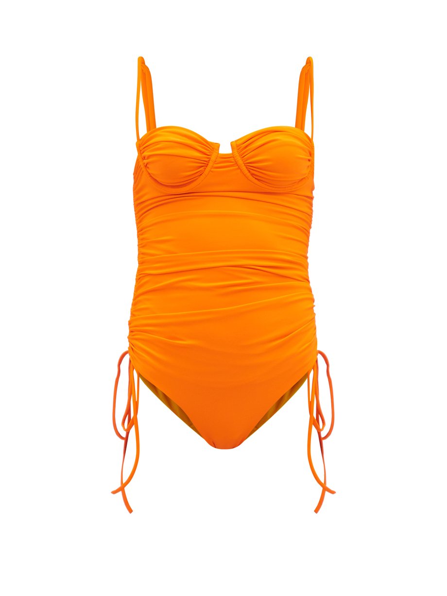 Isa Boulder Orange Nina ruched swimsuit | 매치스패션, 모던 럭셔리 온라인 쇼핑