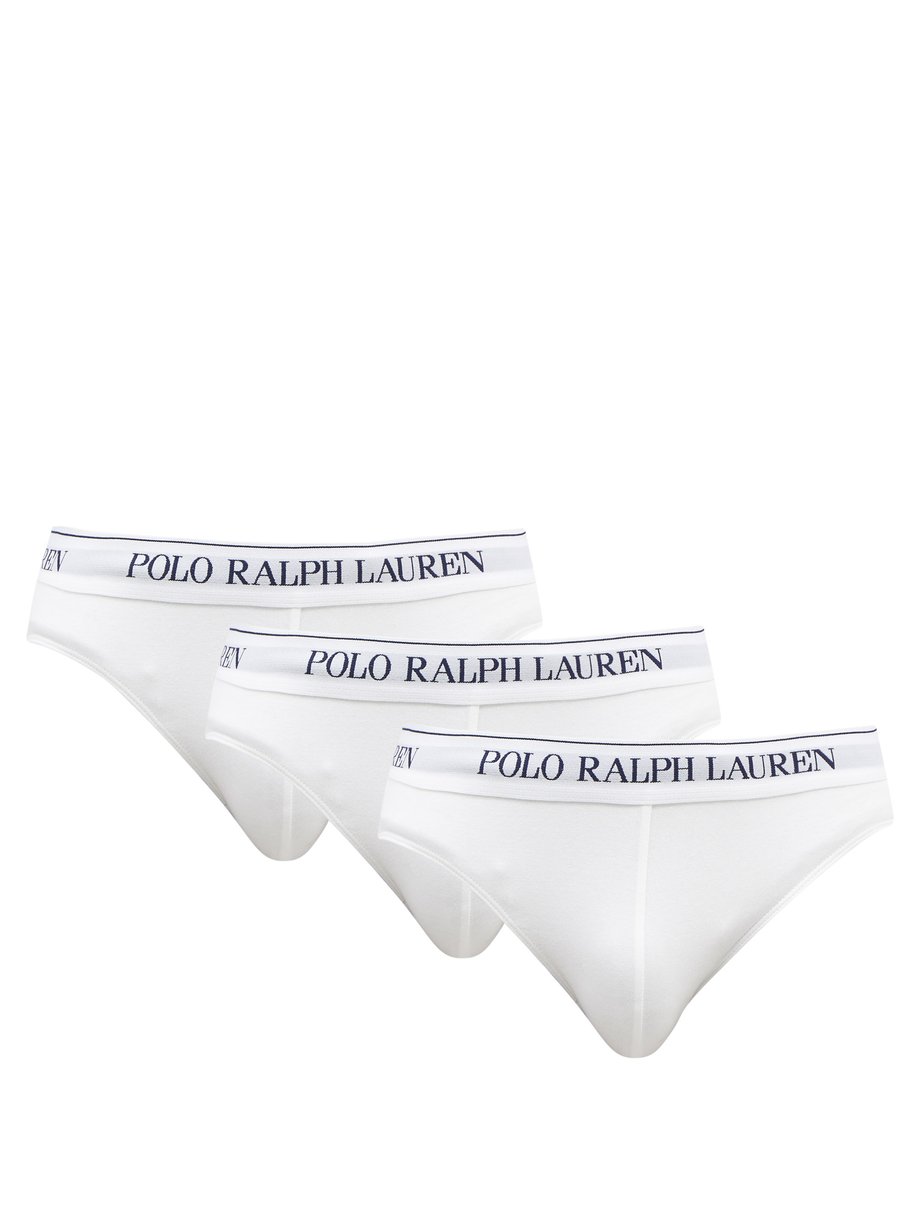 폴로 랄프로렌 언더웨어 3팩 Polo Ralph Lauren White Pack of three logo-jacquard cotton-blend briefs