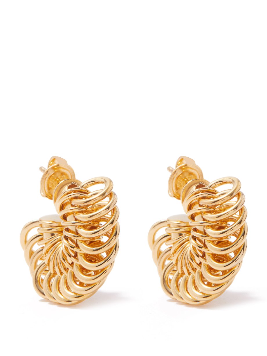 Bottega Veneta Metallic Disc 18kt gold-plated hoop earrings | 매치스패션, 모던 ...