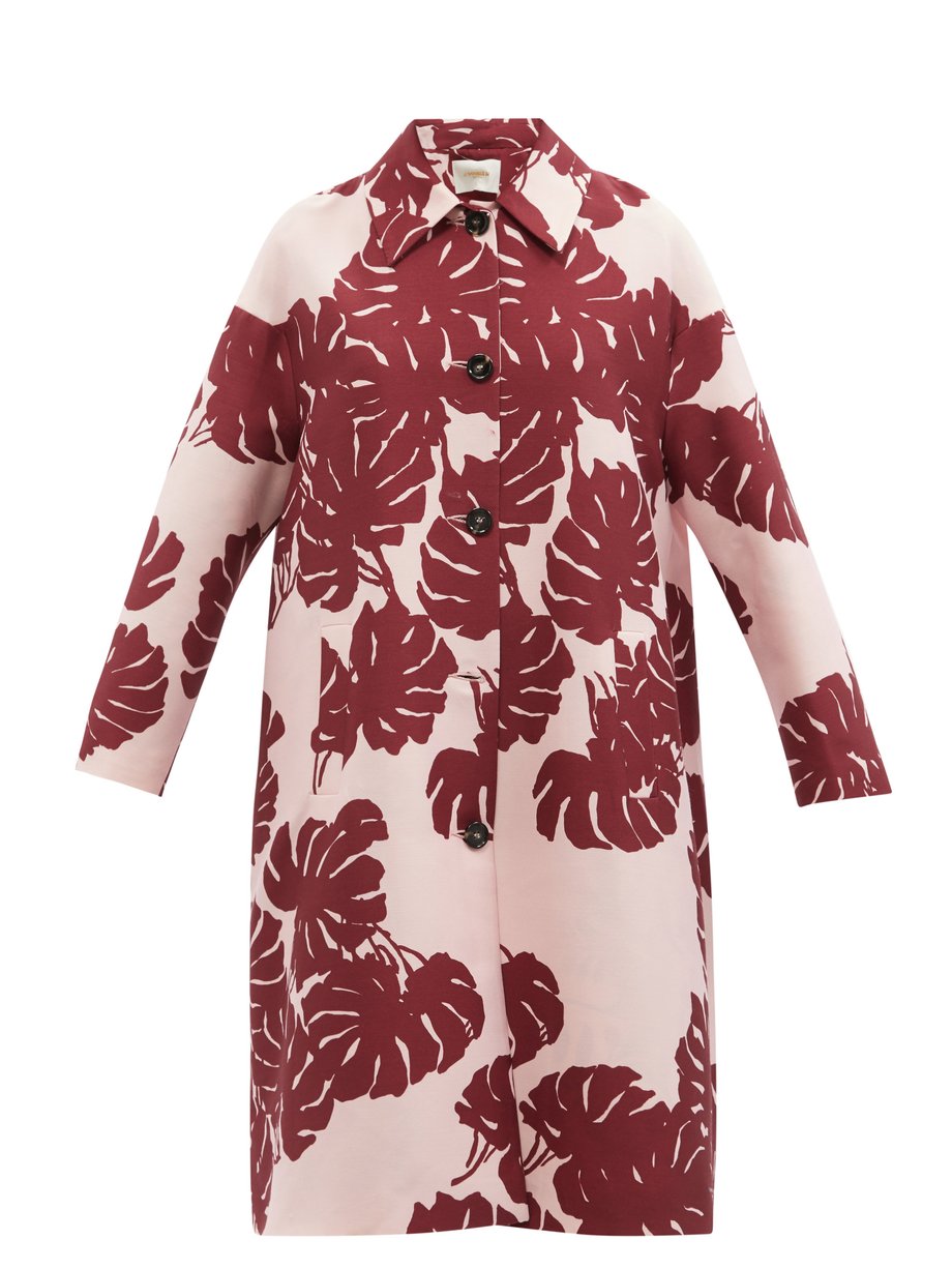 Print Boxy monstera-print wool-blend crepe coat | La DoubleJ ...