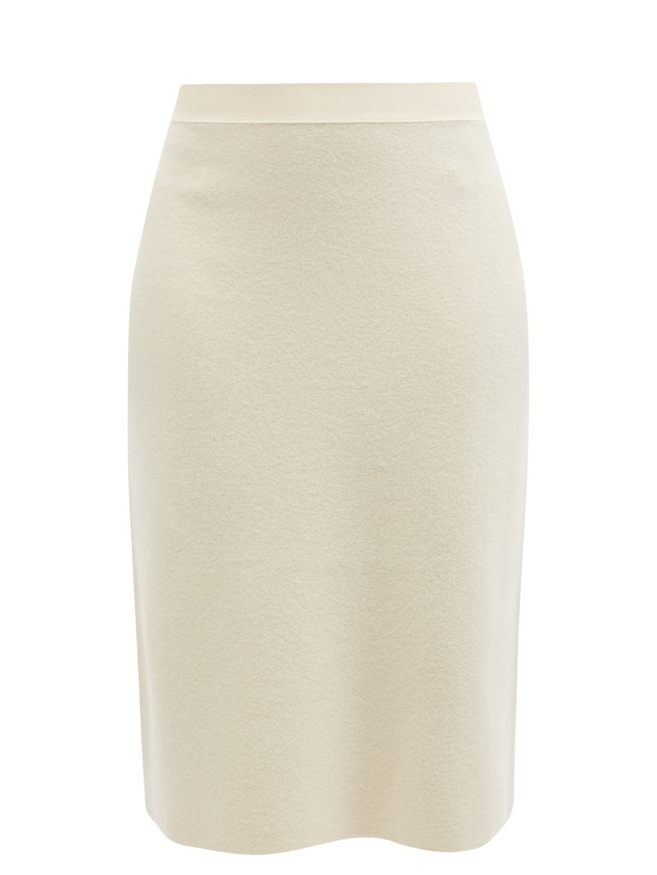 Bottega Veneta Neutral Contrast-stitched wool skirt | 매치스패션, 모던 럭셔리 온라인 쇼핑