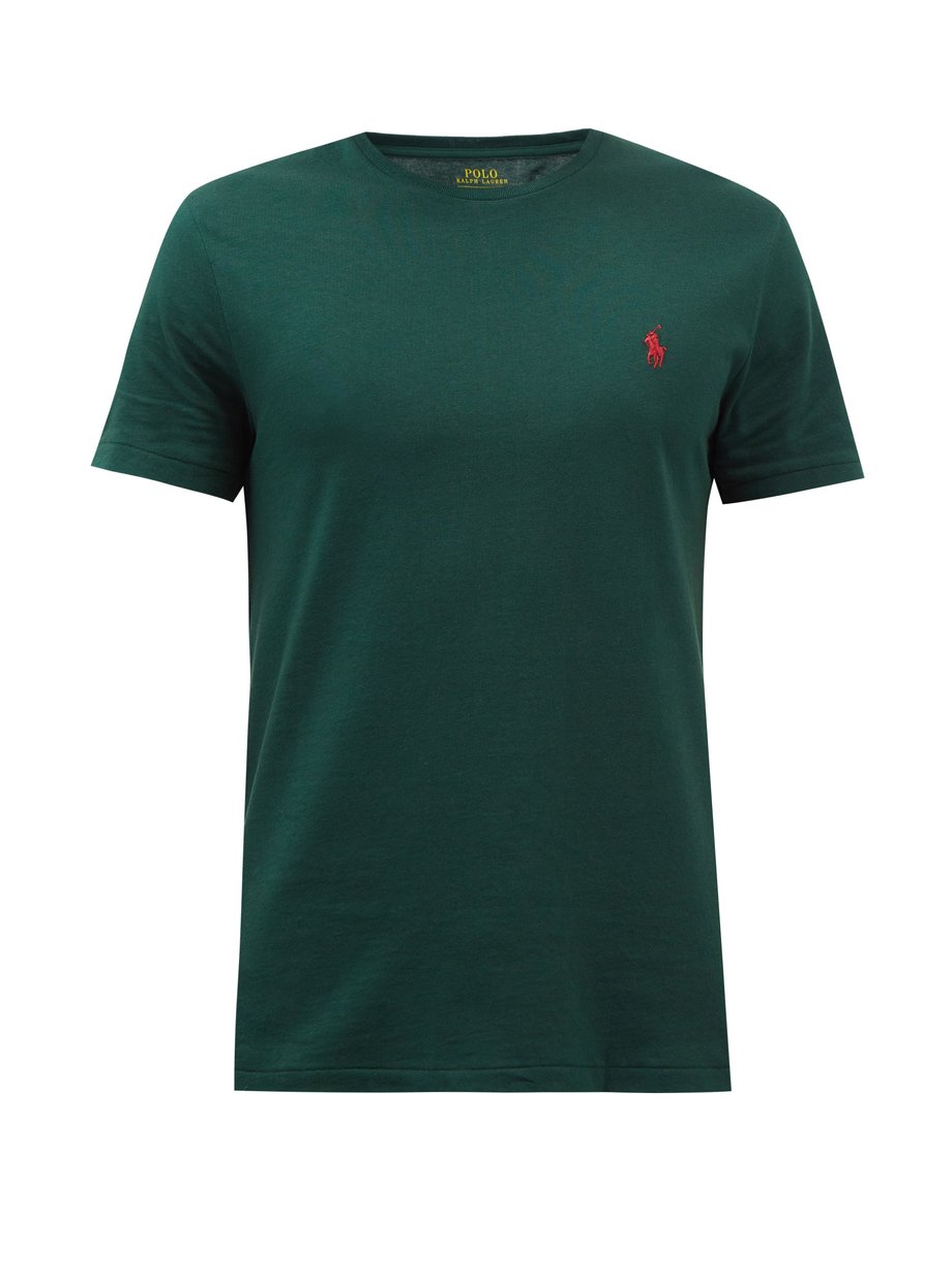 폴로 랄프로렌 반팔티 Polo Ralph Lauren Green Logo-embroidered cotton-jersey T-shirt