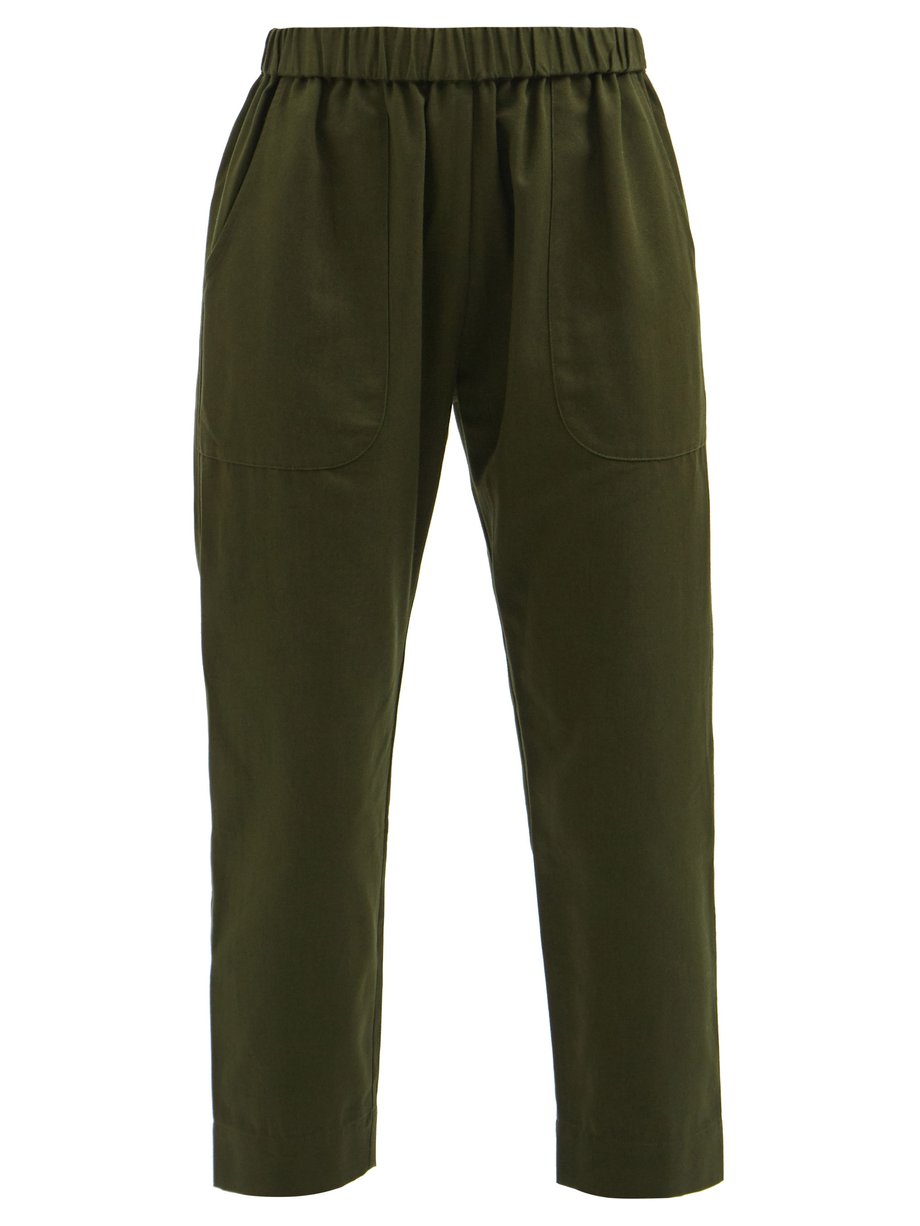 Green Beach cropped cotton relaxed-fit trousers | Loup Charmant ...