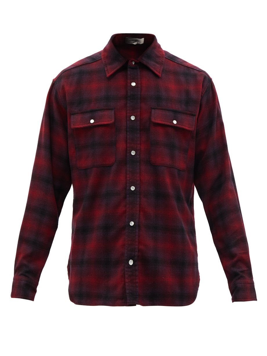 Red Rayal checked wool-blend shirt | Isabel Marant | MATCHESFASHION UK