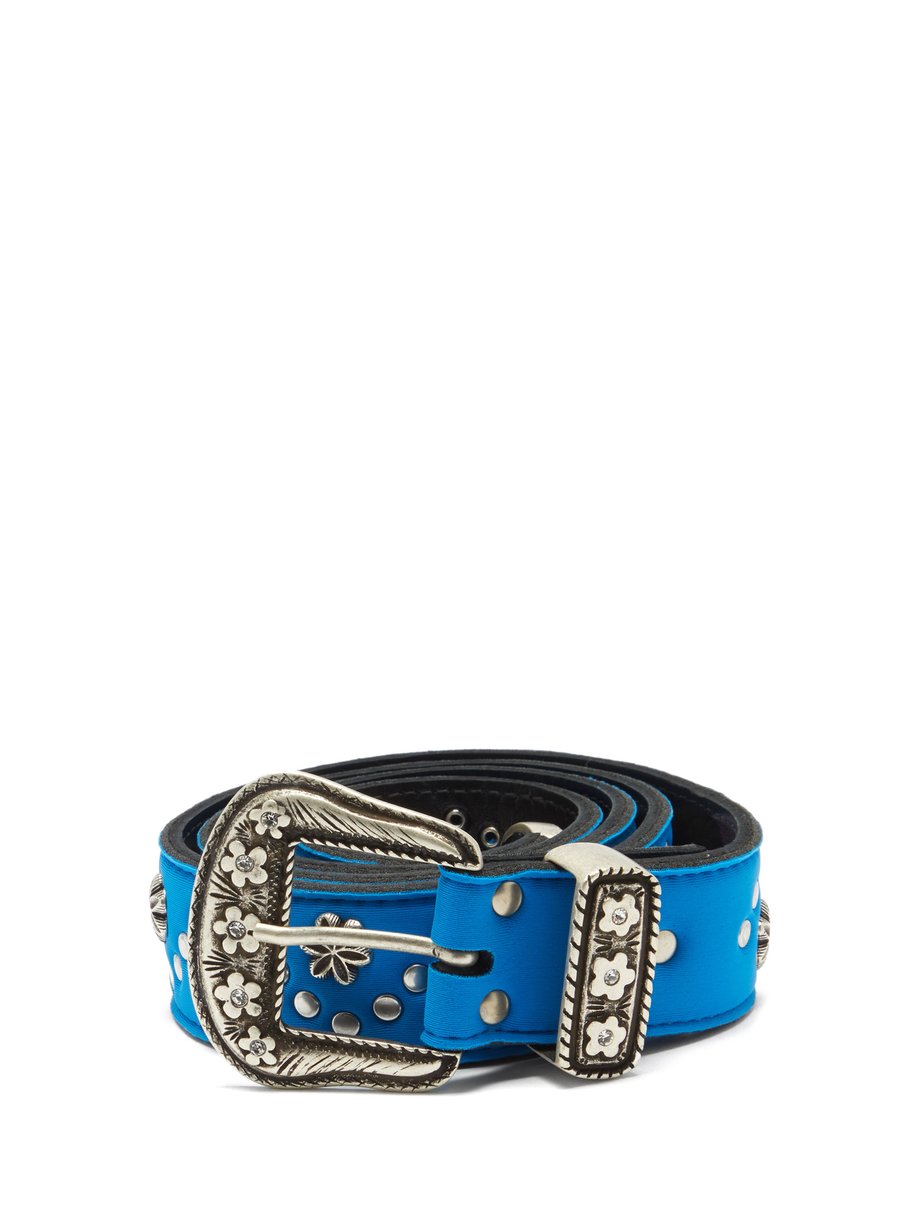 Blue Crystal-embellished studded leather belt | ERL | MATCHESFASHION US