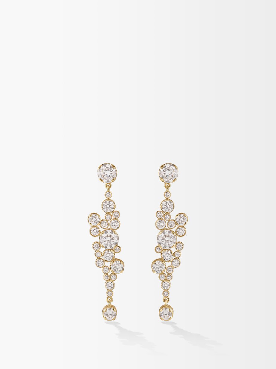 Metallic Splash Bleu diamond & 18kt gold earrings | Sophie Bille Brahe ...