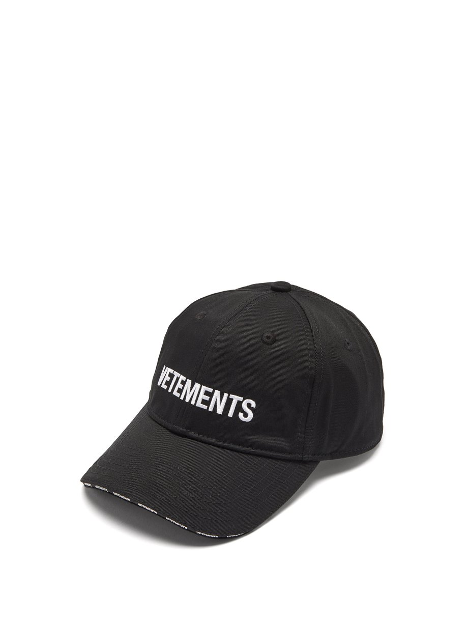 Vetements Vetements Logo-embroidered cotton-twill cap Black ...