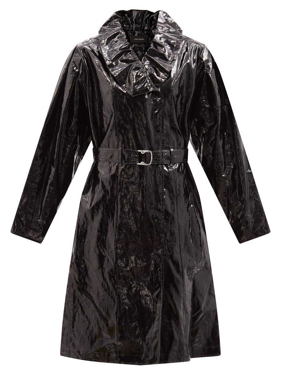 Black Epanima gathered-collar vinyl coat | Isabel Marant ...