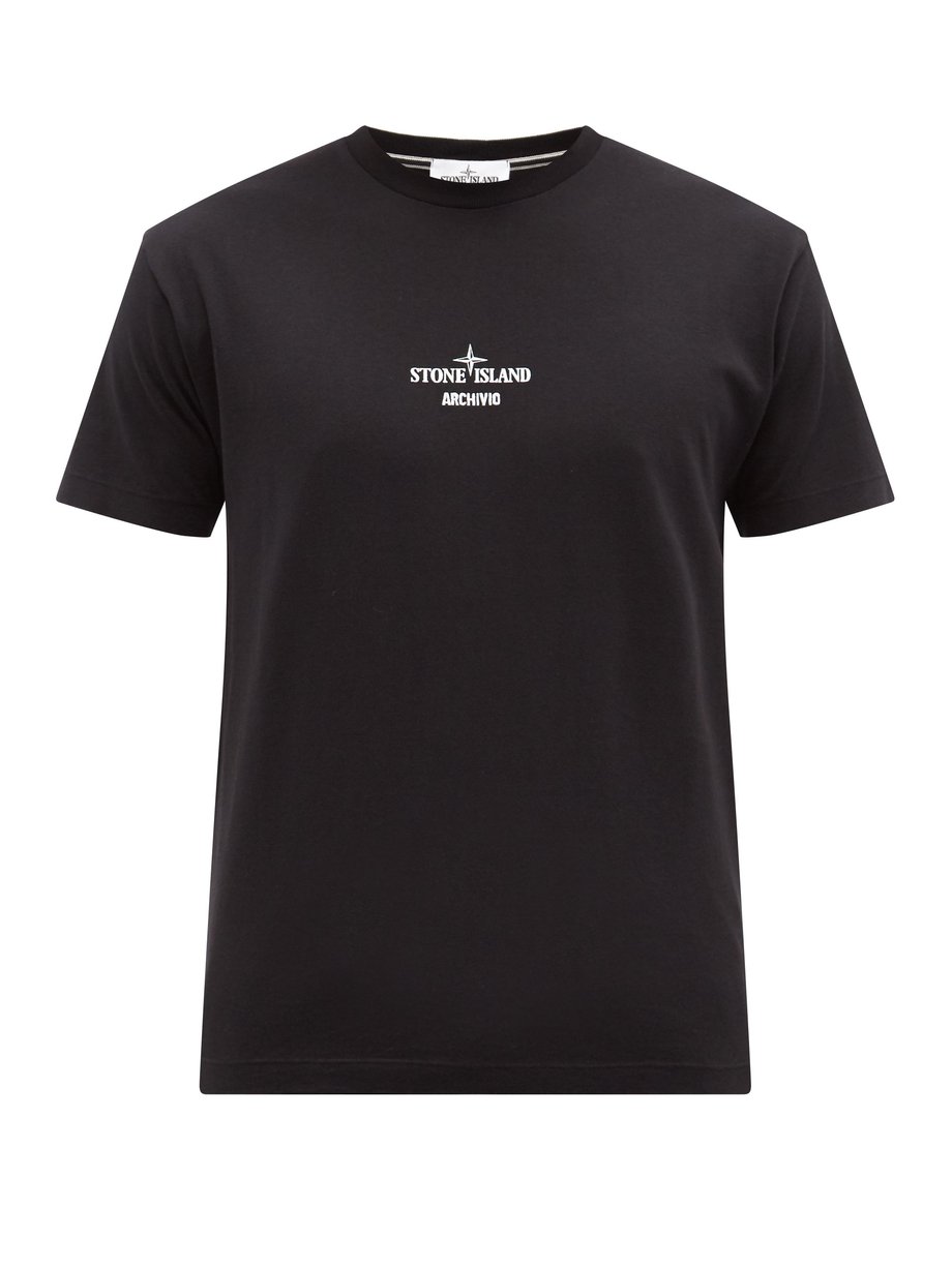 Black Archivio logo-print cotton-jersey T-shirt | Stone Island ...
