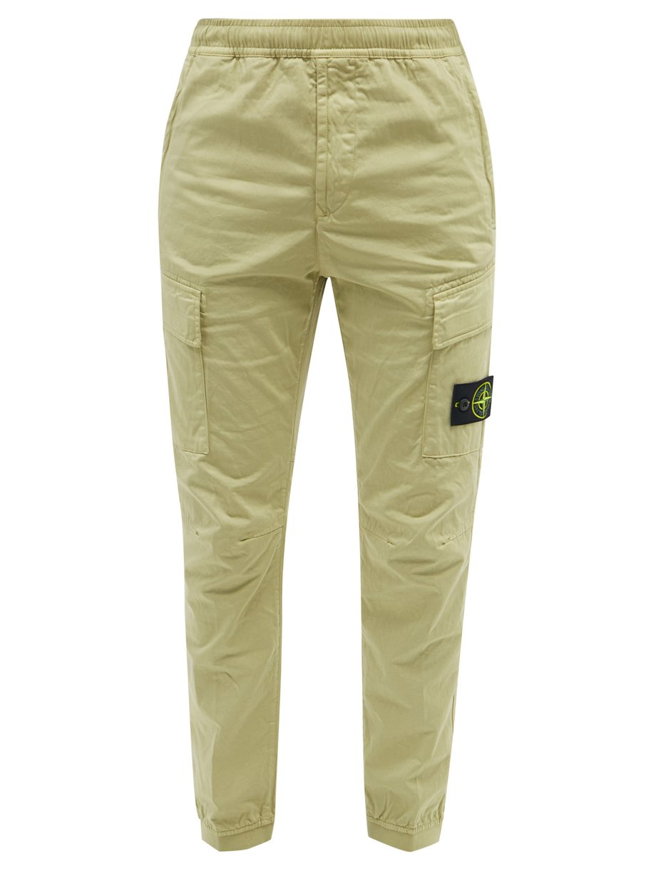 Neutral Logo-pocket cotton-blend twill cargo trousers | Stone Island ...