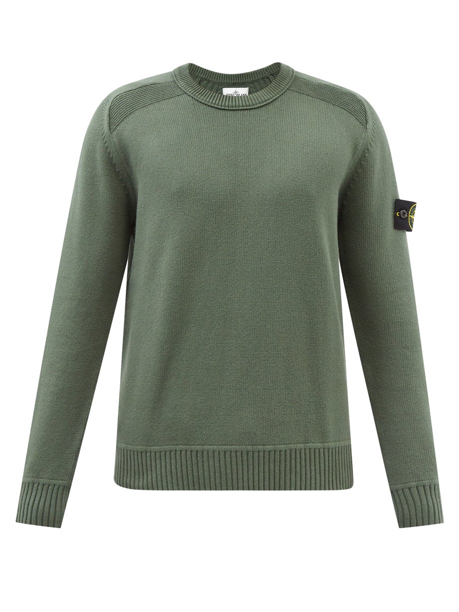 Stone Island Green Ribbed-shoulder cotton-blend sweater | 매치스패션, 모던 럭셔리 ...