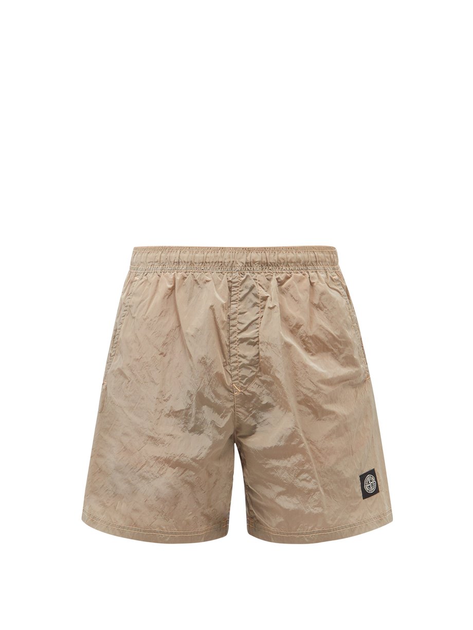 Pink Logo-patch garment-dyed shell swim shorts | Stone Island ...