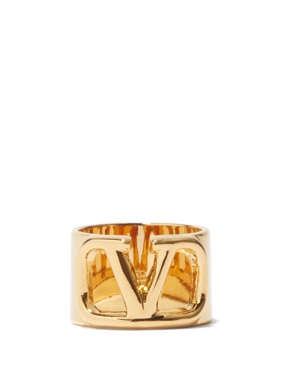 V Logo Cutout Ring Metallic Valentino Matchesfashion Fr